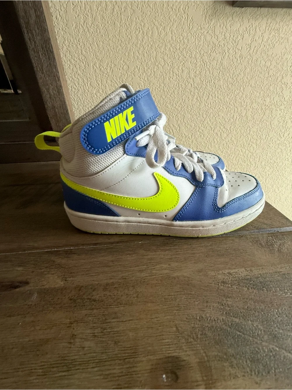 Nike White, Royal Blue & Neon Green Mid-Top Sneakers